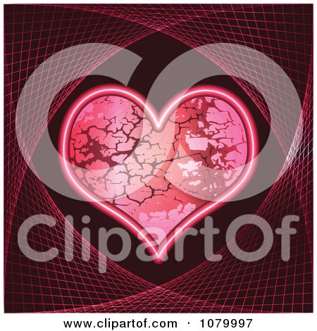 Clipart Pink Neon Stone Heart - Royalty Free Vector Illustration by Andrei Marincas