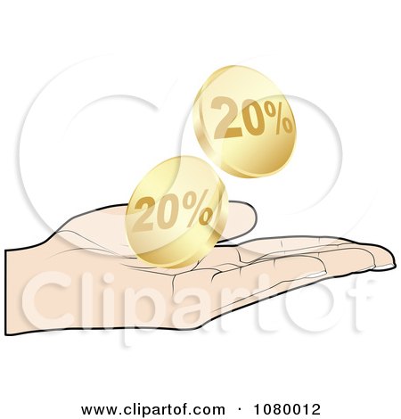 Clipart Hand Catching Gold Twenty Percent Discount Coins - Royalty Free Vector Illustration by Andrei Marincas