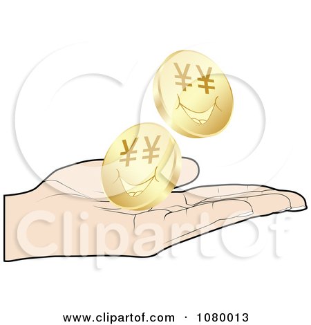 Clipart Hand Catching Gold Yen Coins - Royalty Free Vector Illustration by Andrei Marincas
