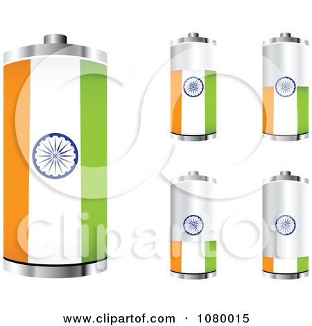 Clipart 3d Indian Flag Batteries At Different Charge Levels - Royalty Free Vector Illustration by Andrei Marincas