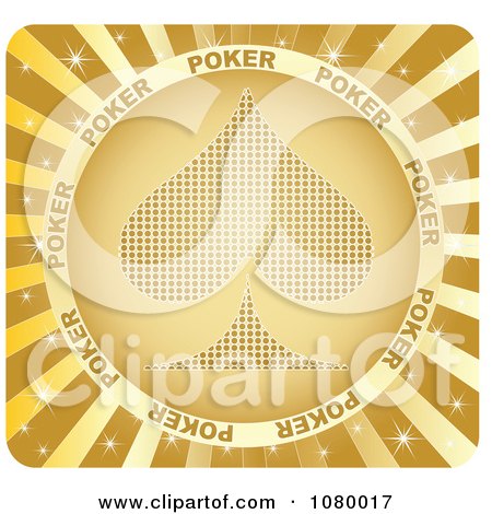 Clipart Gold Ray Casino Spade Icon - Royalty Free Vector Illustration by Andrei Marincas