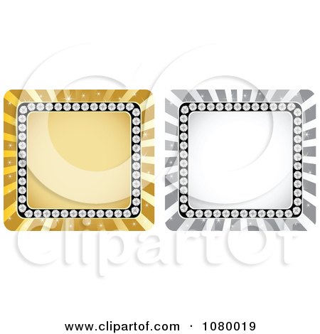 Clipart Gold And Silver Ray Frames - Royalty Free Vector Illustration by Andrei Marincas