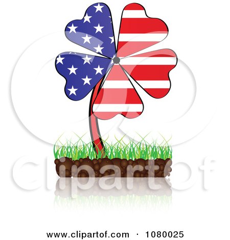 Clipart Four Leaf American Flag Clover - Royalty Free Vector Illustration by Andrei Marincas