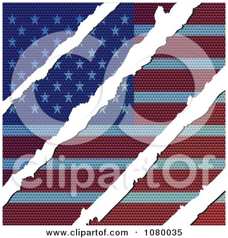 Clipart Rips Through A Wooden USA Flag - Royalty Free Vector Illustration by Andrei Marincas