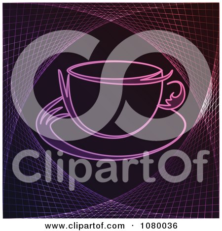 Clipart Purple Neon Coffee Icon - Royalty Free Vector Illustration by Andrei Marincas