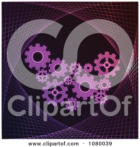 Clipart Purple Neon Gear Cogs - Royalty Free Vector Illustration by Andrei Marincas