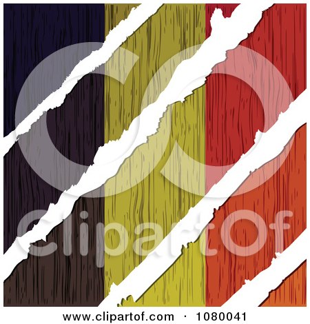Clipart Rips Through A Wooden Belgium Flag - Royalty Free Vector Illustration by Andrei Marincas