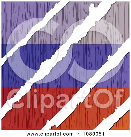 Clipart Rips Through A Wooden Russian Flag - Royalty Free Vector Illustration by Andrei Marincas