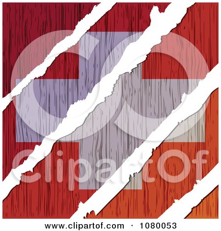 Clipart Rips Through A Wooden Swiss Flag - Royalty Free Vector Illustration by Andrei Marincas