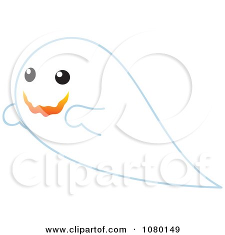 Clipart Happy White Ghost In Flight - Royalty Free Vector Illustration by Rosie Piter