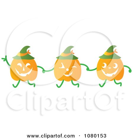 Clipart Halloween Jackolanterns Walking And Holding Hands - Royalty Free Vector Illustration by Rosie Piter