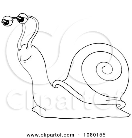 Clipart Outlined Happy Snail - Royalty Free Vector Illustration by Rosie Piter