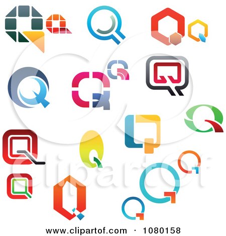 Clipart Colorful Abstract Letter Q Logos - Royalty Free Vector Illustration by Vector Tradition SM