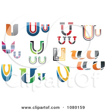 Clipart Colorful Abstract Letter U Logos - Royalty Free Vector Illustration by Vector Tradition SM