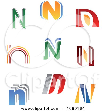 Clipart Colorful Abstract Letter N Logos - Royalty Free Vector Illustration by Vector Tradition SM