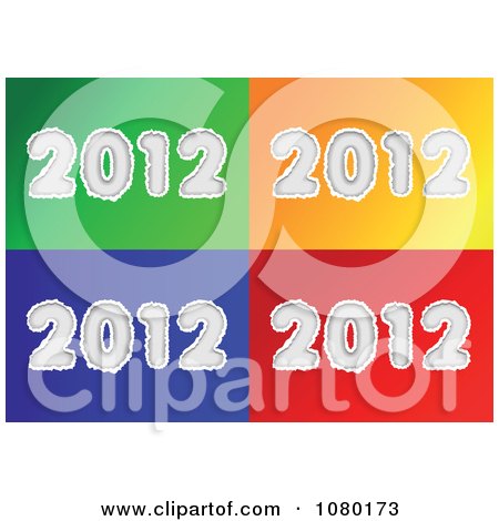 Clipart White Torn 2012 On Colorful Backgrounds - Royalty Free Vector Illustration by Vector Tradition SM