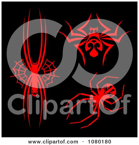 Clipart Creepy Red Tribal Spiders - Royalty Free Vector Illustration by Vector Tradition SM