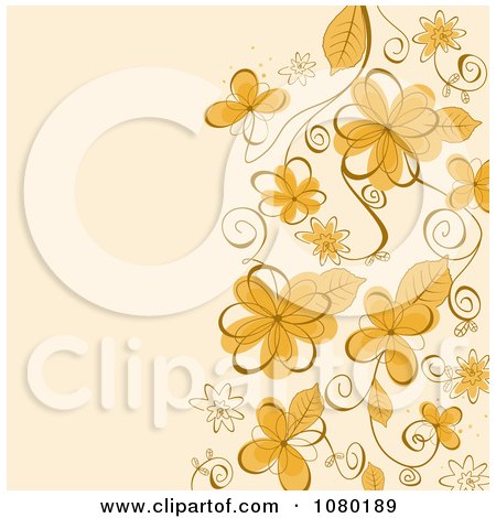 Clipart Orange Floral Background - Royalty Free Vector Illustration by Vector Tradition SM