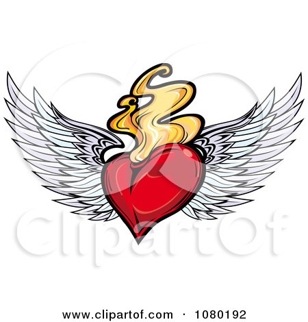 Clipart Red Winged Heart With Flames - Royalty Free Vector Illustration by Vector Tradition SM