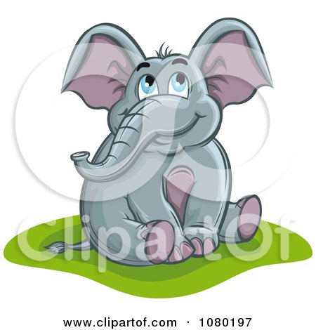 Clipart Happy Elephant Sitting And Daydreaming - Royalty Free Vector Illustration by Vector Tradition SM