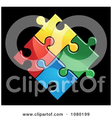 Clipart Connected Colorful Puzzle Pieces - Royalty Free Vector Illustration by Vector Tradition SM