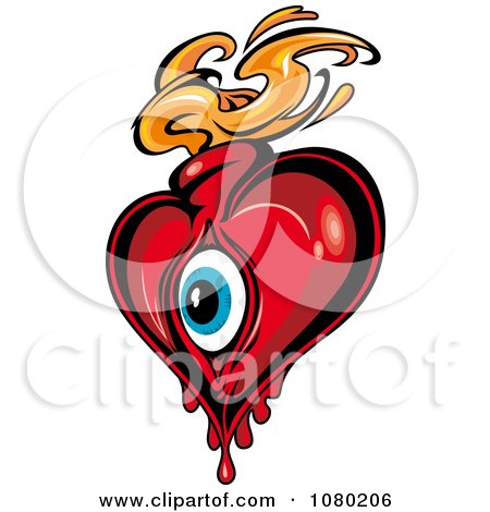 Clipart Heart With A Blue Eye And Flames - Royalty Free Vector Illustration by Vector Tradition SM
