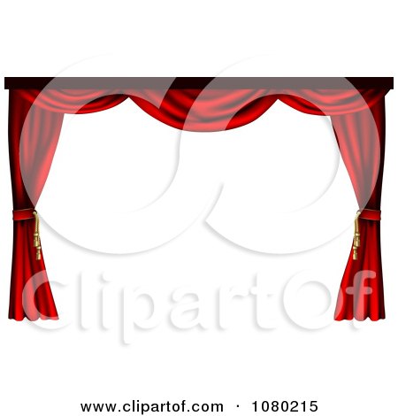 Clipart 3d Red Theater Stage Curtains Pulled To The Sides - Royalty Free Vector Illustration by AtStockIllustration