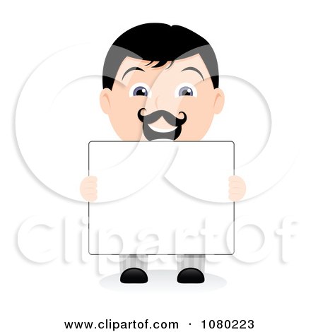 Clipart Black Haired Businsesman Holding A Blank Sign 2 - Royalty Free Vector Illustration by vectorace