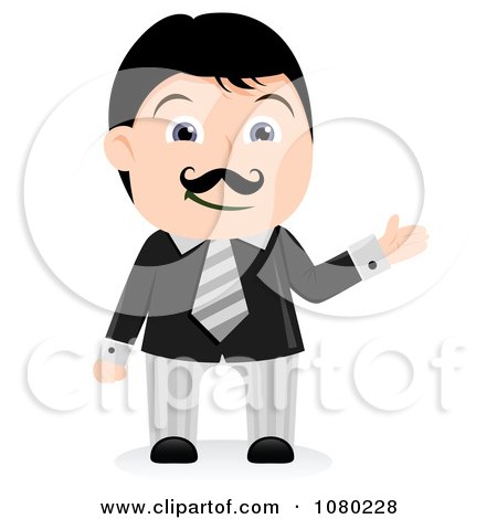 Clipart Black Haired Businsesman Presenting - Royalty Free Vector Illustration by vectorace
