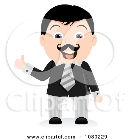 Clipart Black Haired Businsesman Holding A Thumb Up - Royalty Free Vector Illustration by vectorace