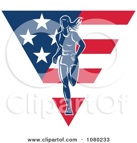 Clipart Female American Runner Over A Triangle - Royalty Free Vector Illustration by patrimonio