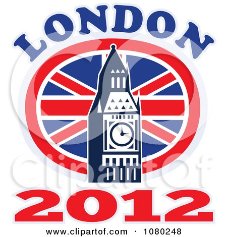 Clipart London 2012 New Year Big Ben And UK Circle Flag - Royalty Free Vector Illustration by patrimonio