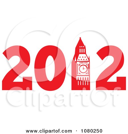 Clipart Red  2012 With Big Ben - Royalty Free Vector Illustration by patrimonio