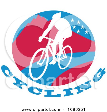 Clipart Cyclist On A Mountainous Circle - Royalty Free Vector Illustration by patrimonio