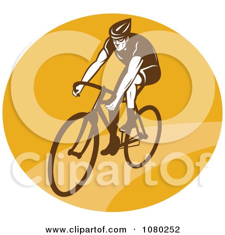 Clipart Cyclist On A Yellow Circle - Royalty Free Vector Illustration by patrimonio
