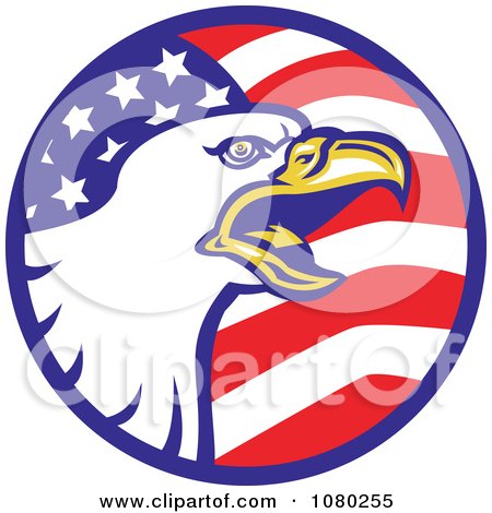 Clipart Bald Eagle And American Flag Circle - Royalty Free Vector Illustration by patrimonio
