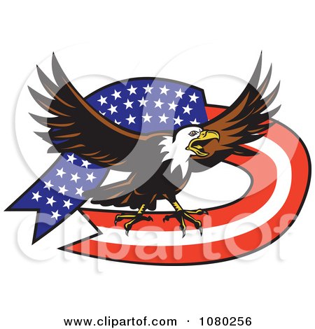 Clipart Bald Eagle And American Flag Banner - Royalty Free ...