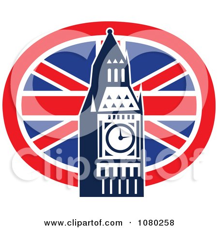 Clipart London Flag And Big Ben - Royalty Free Vector Illustration by patrimonio