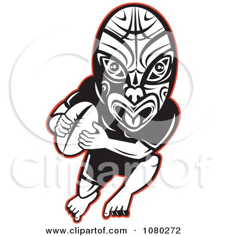 Clipart Ruby Player Wearing A Maori Mask - Royalty Free Vector Illustration by patrimonio