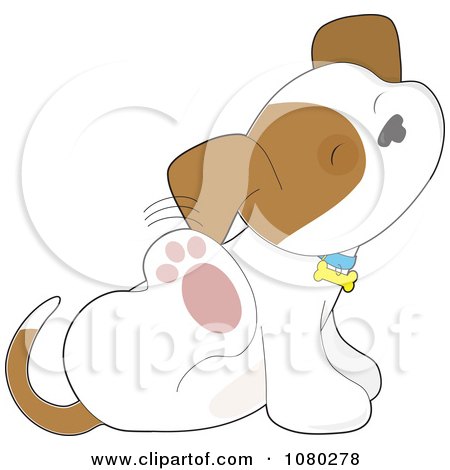 Clipart Itchy Puppy Scratching Behind His Ear - Royalty Free Vector Illustration by Maria Bell