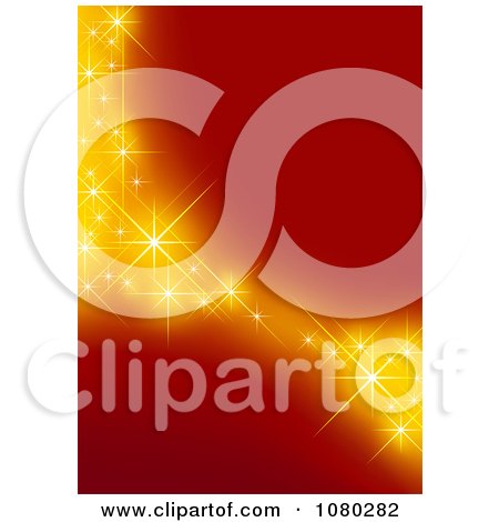 Clipart Red Background With Golden Stars - Royalty Free Vector Illustration by dero