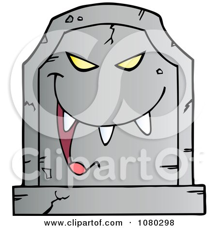 Clipart Laughing Evil Headstone - Royalty Free Vector Illustration by Hit Toon