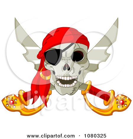 Clipart Pirate Skull And Crossed Swords With An Eye Patch - Royalty Free Vector Illustration by Pushkin