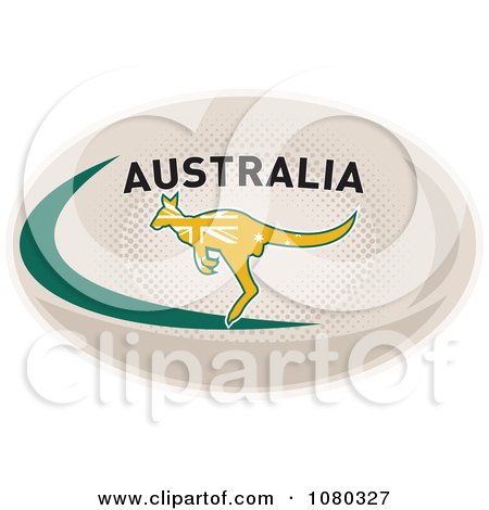 Clipart Kangaroo On An Australia Rugby Ball - Royalty Free Vector Illustration by patrimonio