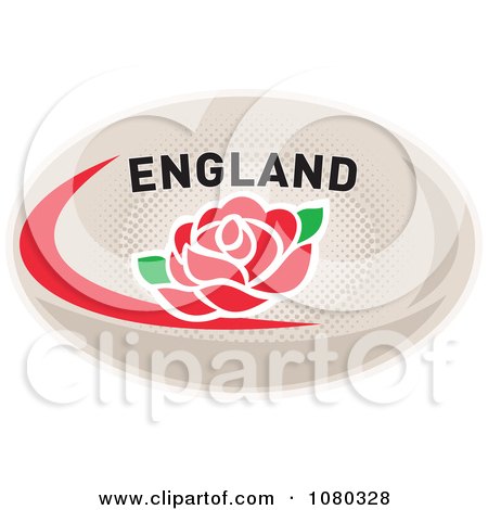 Clipart Rose On An England Rugby Ball - Royalty Free Vector Illustration by patrimonio