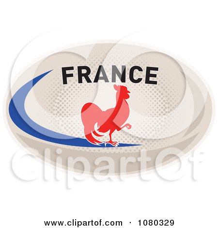 Clipart Rooster On A France Rugby Ball - Royalty Free Vector Illustration by patrimonio