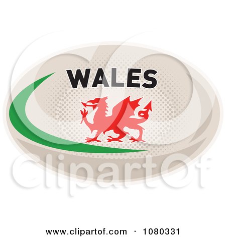 Clipart Dragon On A Wales Rugby Ball - Royalty Free Vector Illustration by patrimonio