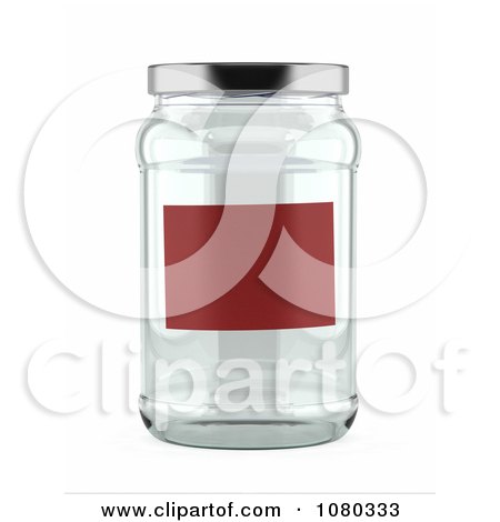 Clipart Blank Red Label On A 3d Glass Jar - Royalty Free CGI Illustration by stockillustrations
