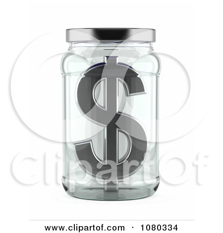 Clipart 3d Empty Clear Glass Dollar Jar With A Lid - Royalty Free CHI Illustration by stockillustrations