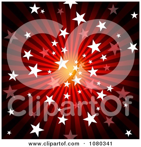 Clipart Red Starry Burst And Rays Background - Royalty Free Vector Illustration by dero